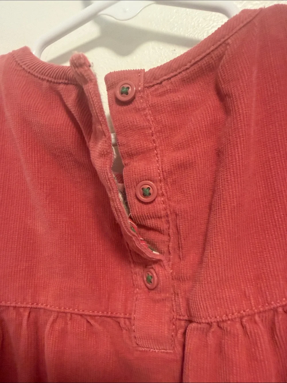 Mini Boden Dusty Rose Corduroy Dress with Floral Trim